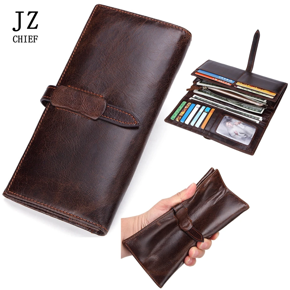 Luxury Brand Wallets Men Cowhide Purse Genuine Leather Long Wallet Card