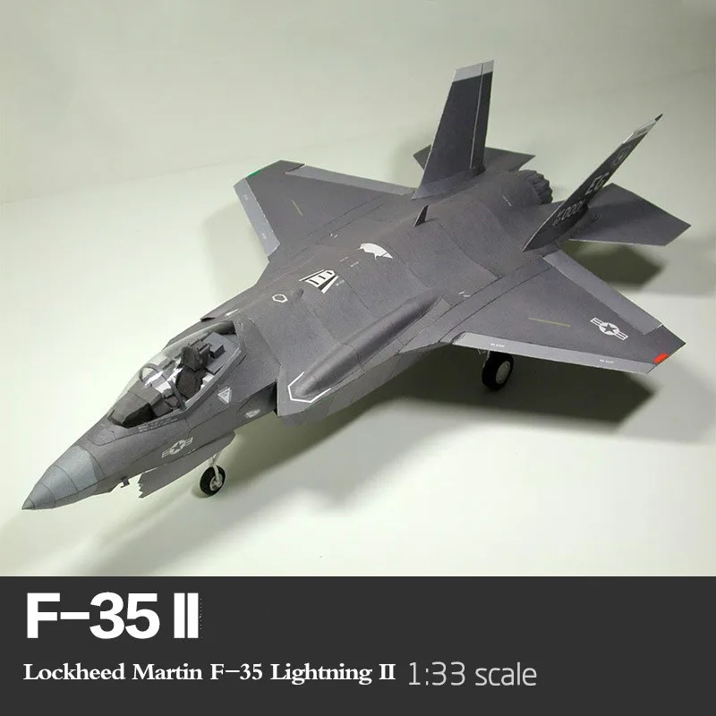 1:33 Американский F-35 II молния истребитель 3D бумажная модель самолета Руководство DIY литья под давлением весы самолет военный Вентилятор коллекция