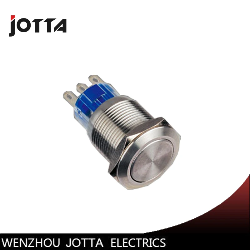 

GQ19F-11 19mm 1NO 1NC momentary metal push button switch with flat round