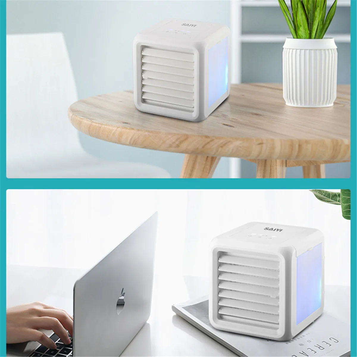 Mini Portable Air Conditioner Conditioning Humidifier Purifier USB 7 Colors Light Desktop Air Cooler Fan With 2 Water Tanks Home