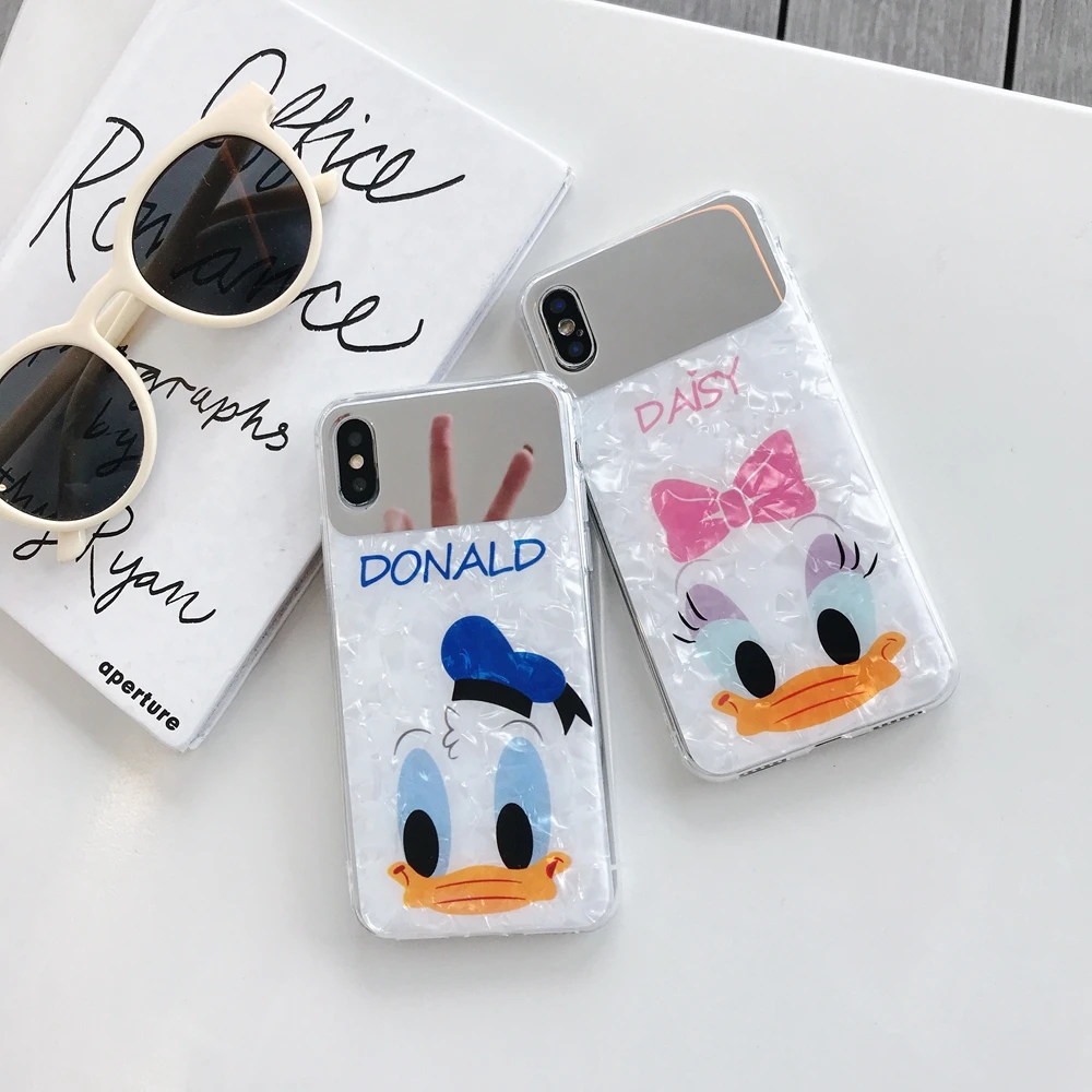 

Mirror Cartoon Daisy Donald Duck Cases Coque For iPhone X XR XS MAX Soft Back Cover For iPhone 6 6S P 7 8 Plus Cute Disneys Case