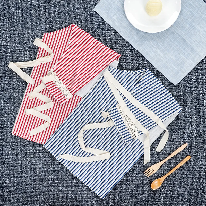 Delantales de encaje blanco para mujer rayas azules Rojas Cocina Tablier Cocina Delantal restaurante Chef Cocina vestido babero Delantales de encaje blanco para mujer rayas azules Rojas Cocina Tablier Cocina Delantal restaurante Chef Cocina vestido babero