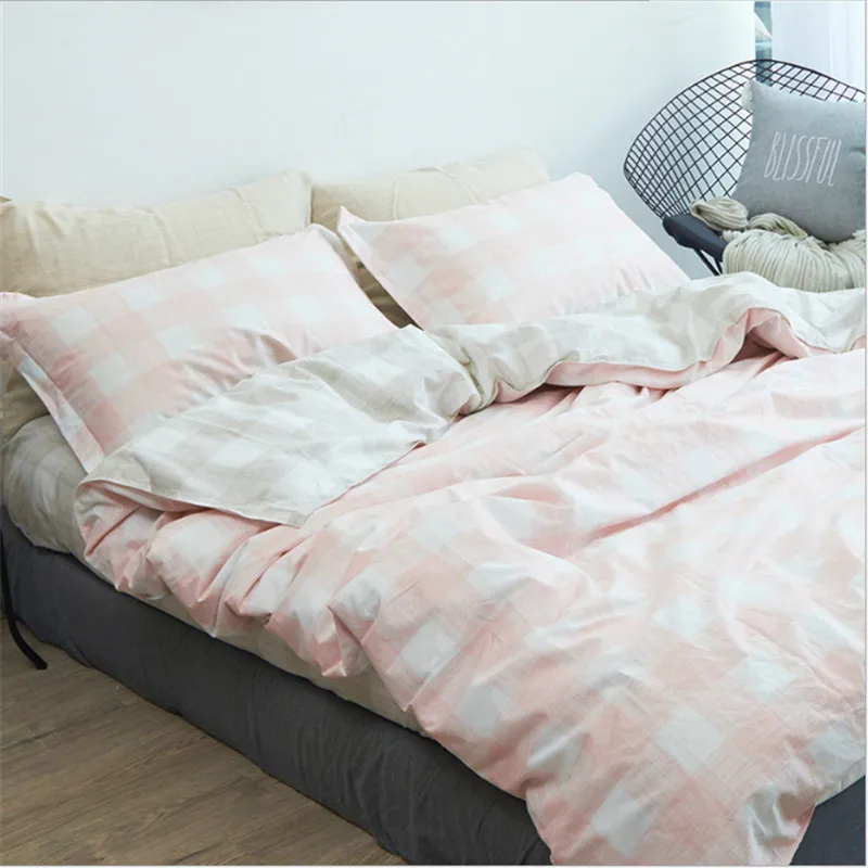 

Grid style Home textile luxury bedding High quality 4pcs 1pcs quilt cover/1pcs bed sheet/2pcs pillowcase free shipping