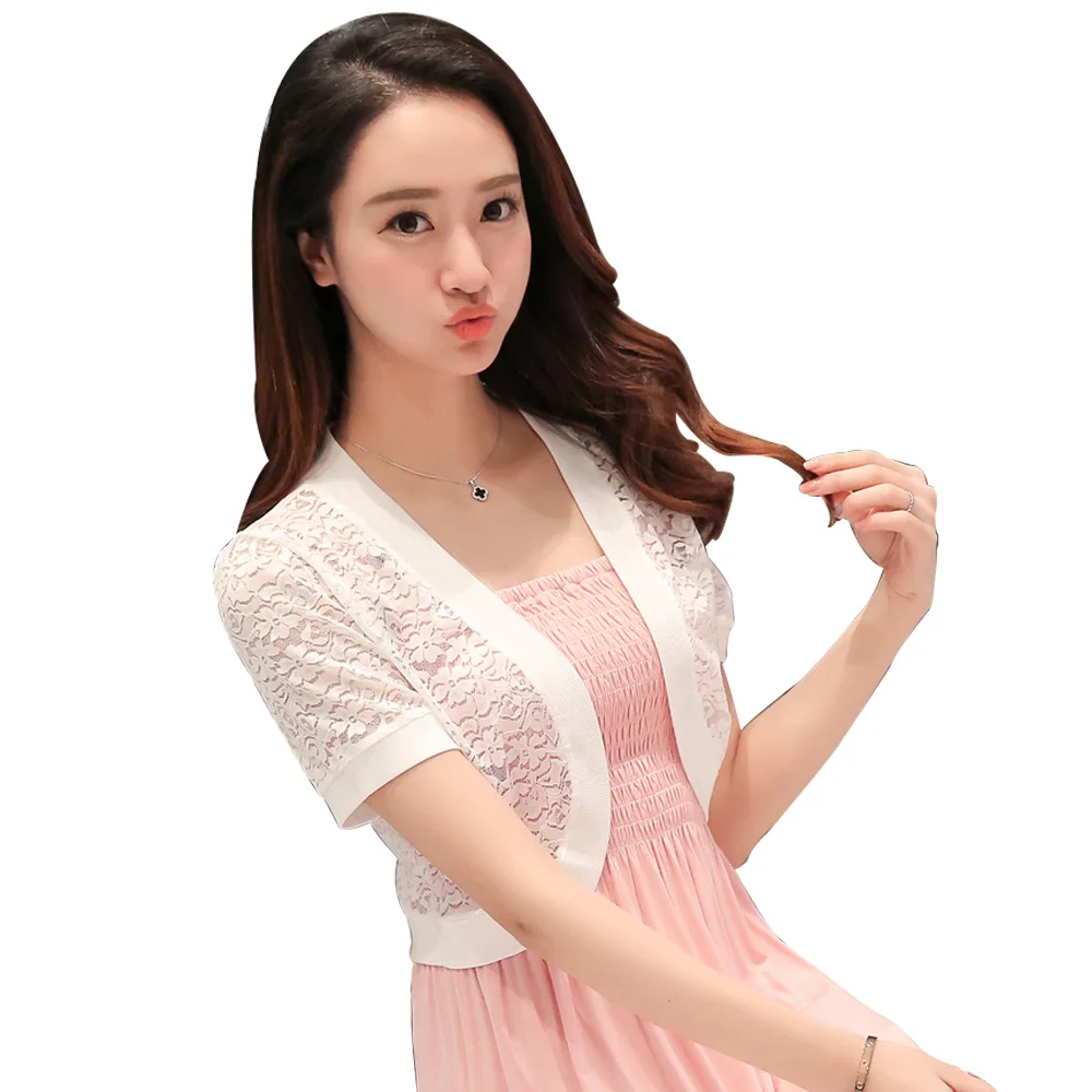 

Floral Lace Female Vest Summer Sunscreen Chiffon Cardigan Vest Short Waistcoat for Women Vests White Sleeveless Feminine Coat