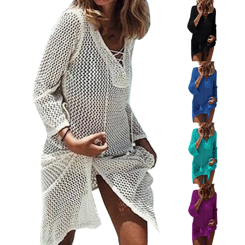 

LASPERAL Summer Beach Wear Outings Cover up Knitting Robe Plage Candy Color Kaftan Dress Pareos Bikini Sarong Swimsuit One Size