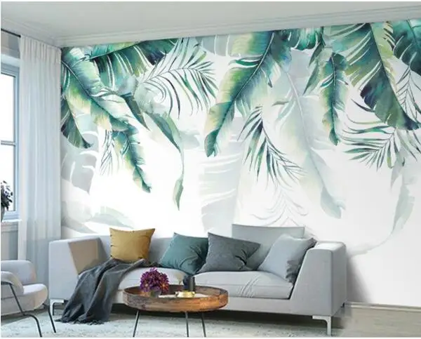 Пользовательские фото обои ретро тропический лес пальмы банановые листья Настенная роспись Кафе Ресторан фон 3d обои