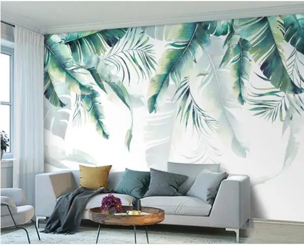 

Custom Photo Wallpaper Retro Tropical Rain Forest Palm Banana Leaves Wall Mural Cafe Restaurant Backdrop 3d wallpaper