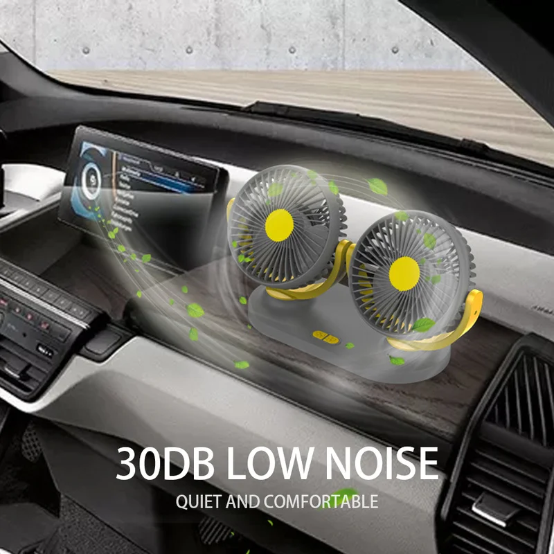 

Universal Car USB Small Electric Fan Double Head Shaking Head 12V24V for Auto Big Truck Keep Cool In The Car Interior Accessory