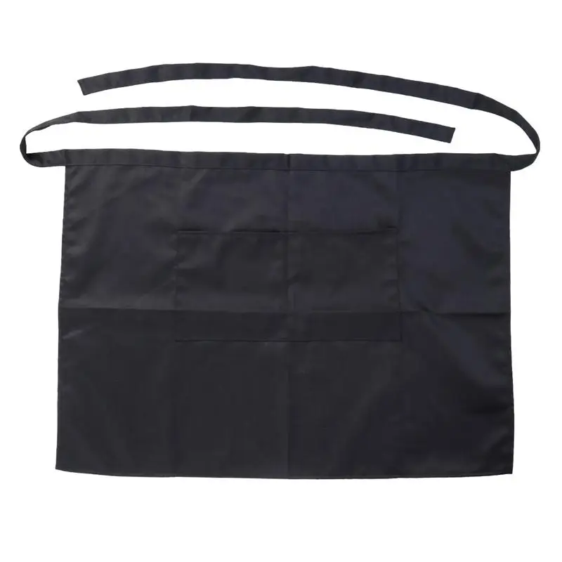 70x50cm Universal Unisex Women Men Kitchen Cooking Waist Apron Short Apron Waiter Apron With Double Pockets