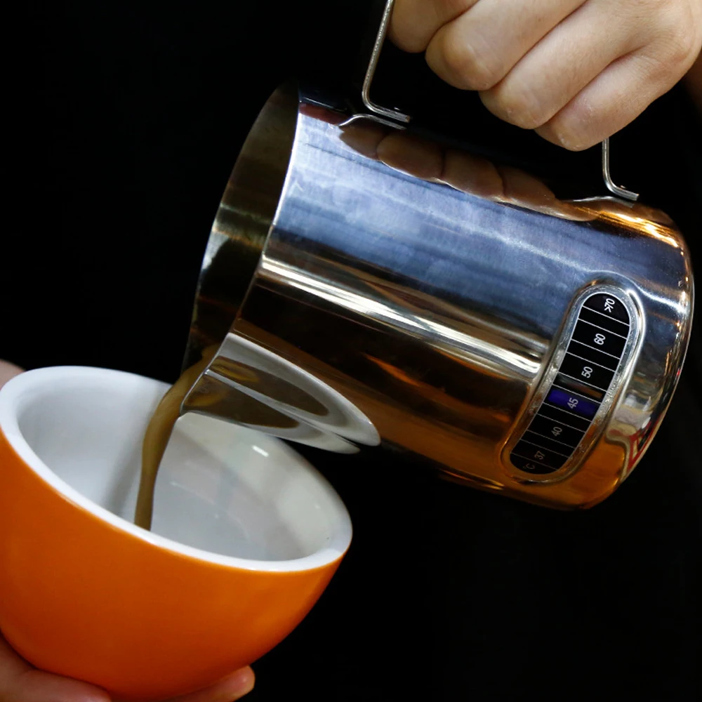 600ml Pull-up cup with tip tip and temperature Thickened 304 stainless steel kettle Coffee sparkler milk cup Kitchen accessories (2)