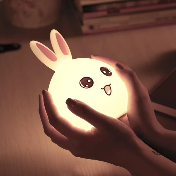 

Rechargeable Rabbit Control Silicone Touch Sensor LED Night Light Children Baby Bedside Lamp Toys Christmas Birthday Gift