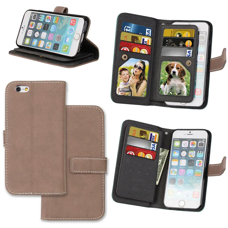 For Apple iPhone 6 Case Luxury leather Flip cover sFor iPhone 6S Multifunction Nine cards Wallet Protective phone bag for iphone6 case cover37