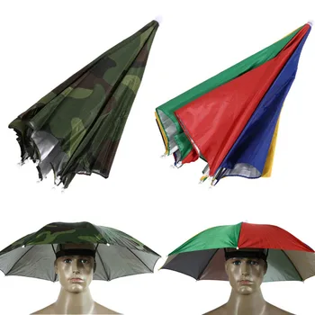 

Outdoor 55cm Camouflage Portable Umbrella Hat Sun Shade Camping Fishing Hiking Festivals Parasol Cap Head Shade Multi Tools