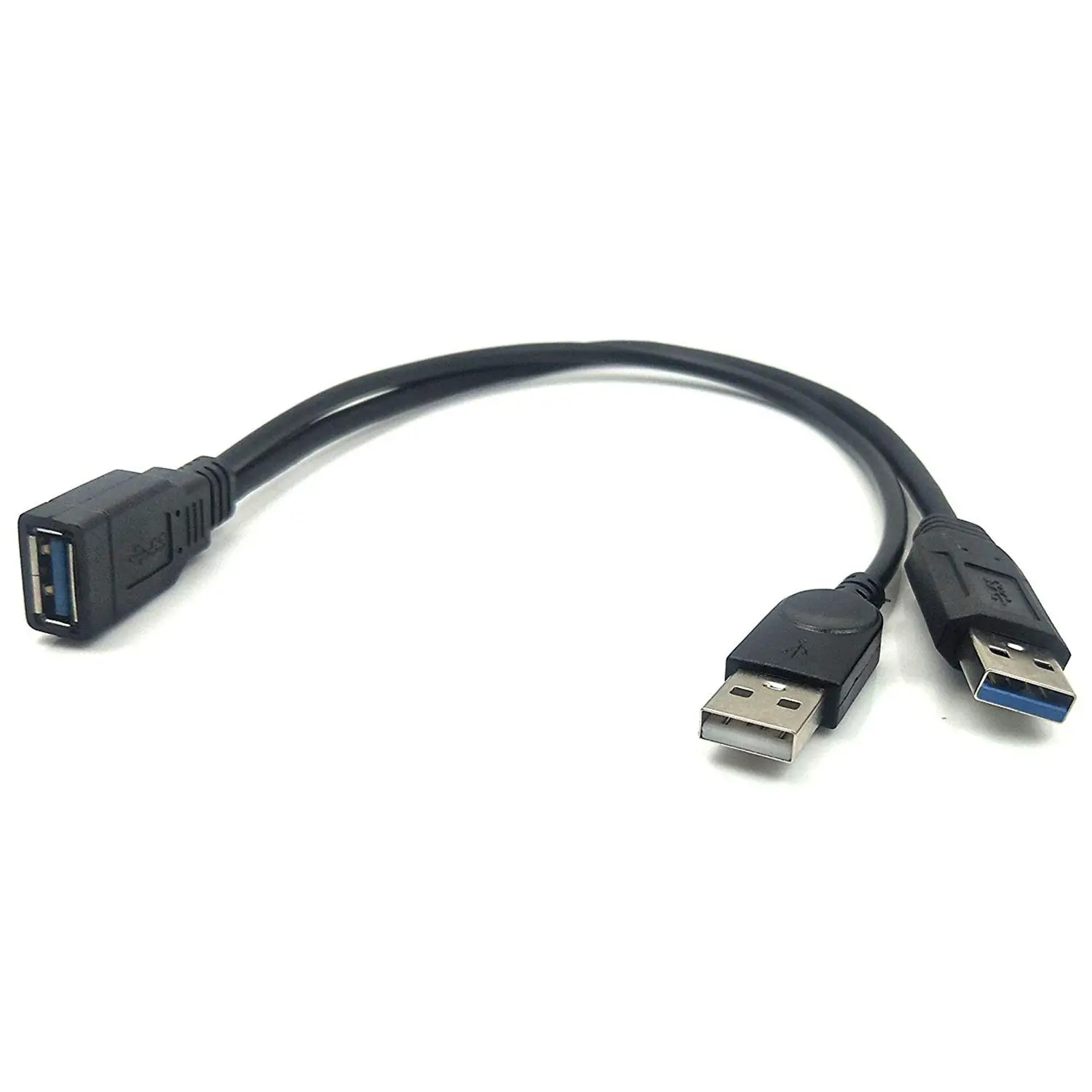 Черный USB 3,0 Женский двойной USB Мужской дополнительный кабель для передачи данных Y для 2,5 дюймового мобильного жесткого диска