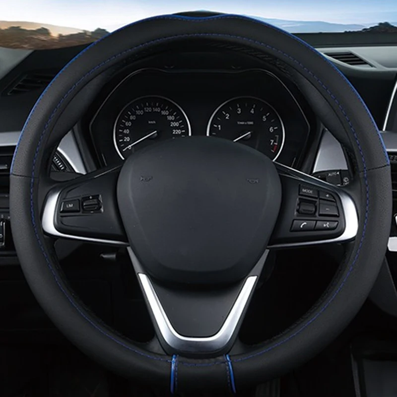 

1pcs 15'' Universal Car Steering Wheel Black Stitching Protection Cover