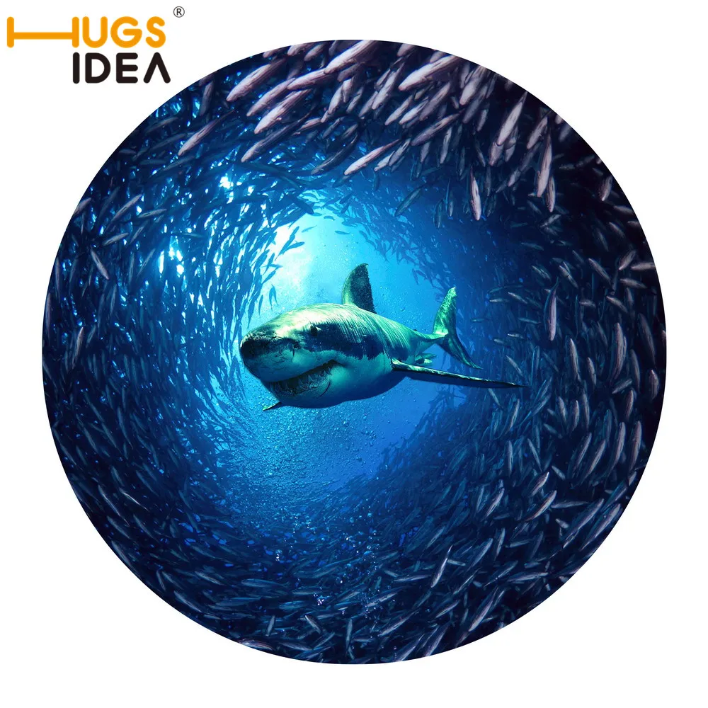 HUGSIDEA 60*60 см круглый ковер 3D крутой животные Дельфин принты Домашний напольный коврик Детские коврики для игр ванная комната Нескользящие коврики