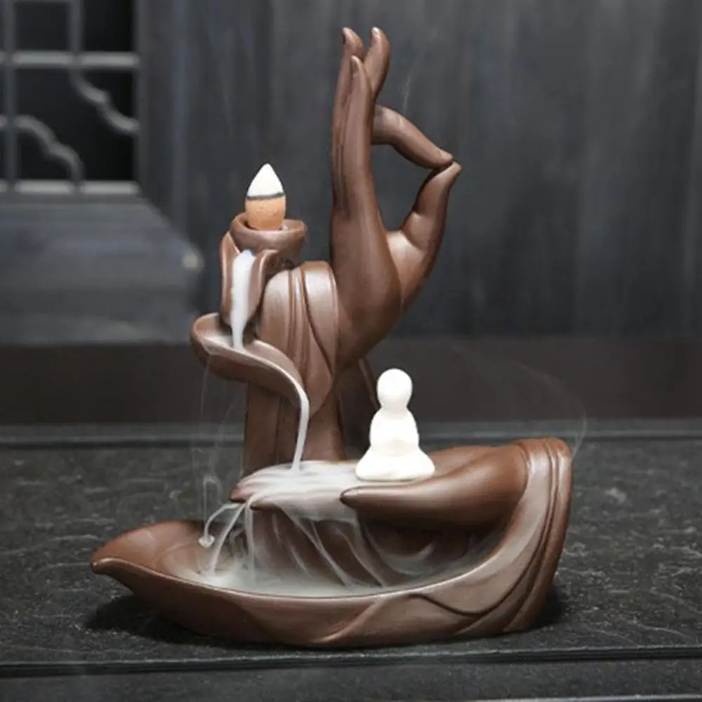 Zen heart Pieces конусы фиолетовая глина курильница в форме Будды ручная курильница для благовоний горелка лотоса благовония горелка - Цвет: Zen heart