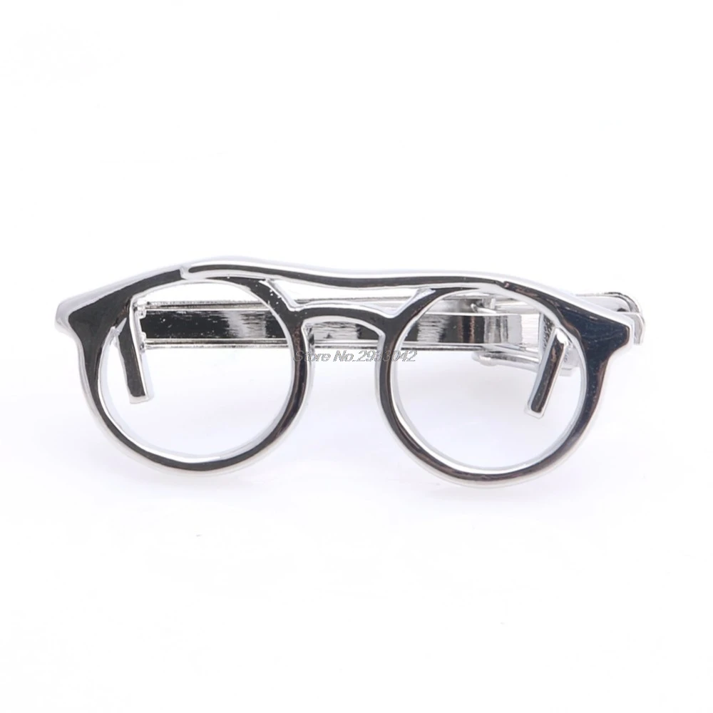 Простой eyeglasse стильный галстук застежка зажим для галстука джентльмен Металл Серебряный для мужчин друг gift-W128