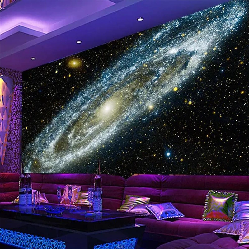 

beibehang Wallpaper custom atmosphere fantasy galaxy starry nebula ceiling living room TV background wall decoration