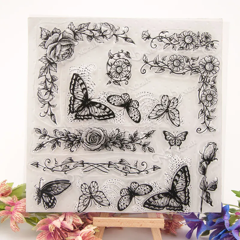 

Clear stamp scrapbook DIY photo album card account rubber stamp stamp butterfly and ribbon