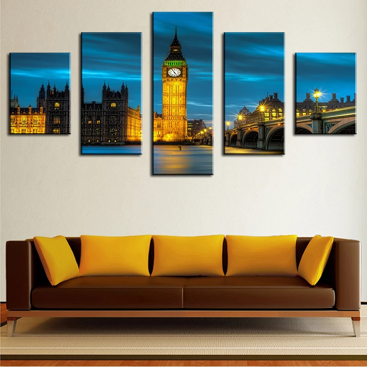 No Frame westminster Hd Printed Poster City Night Landscape Canvas Painting On The Wall for Home Decor Art | Дом и сад
