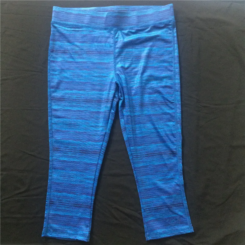 

Big size XXL High Elasticity Blue Striped Women Legging Fitness 2017 Mid-Calf Slim High Waist Leggings Woman Pants