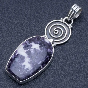

Natural Charoite Punk Style 925 Sterling Silver Pendant 2 1/4" Q1183