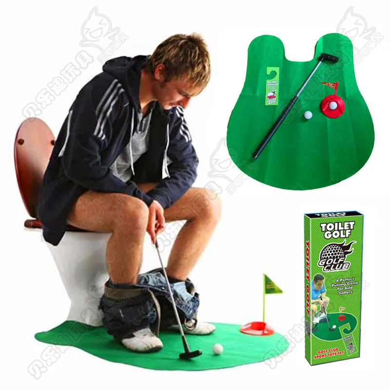 

Quality Entertainment Indoor Sport Game Toy Mini Toilet Golf Set Stress Release Creative Party Golf Novelty Gift Practical Jokes