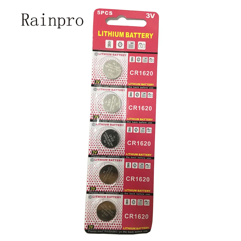 

Rainpro 5PCS/LOT CR1620 1620 lithium Button battery 3V for vehicle key remote controller