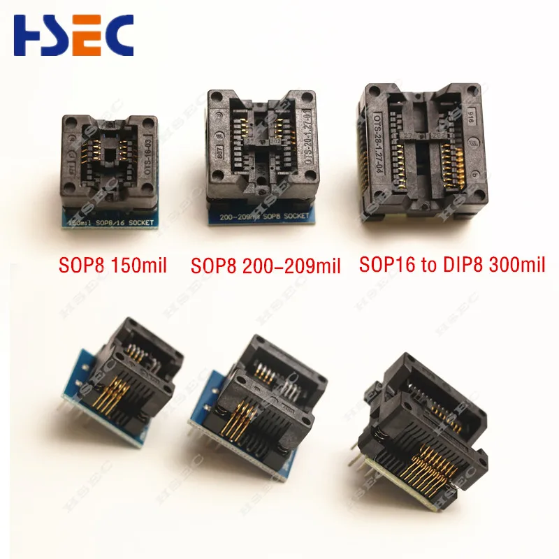 

3PCS SOP16+SOP8 to DIP8 150mil 200mil adapter Socket for EZP2010 EZP2013 EZP2019 RT809F RT809H CH341A TL866 Programmer