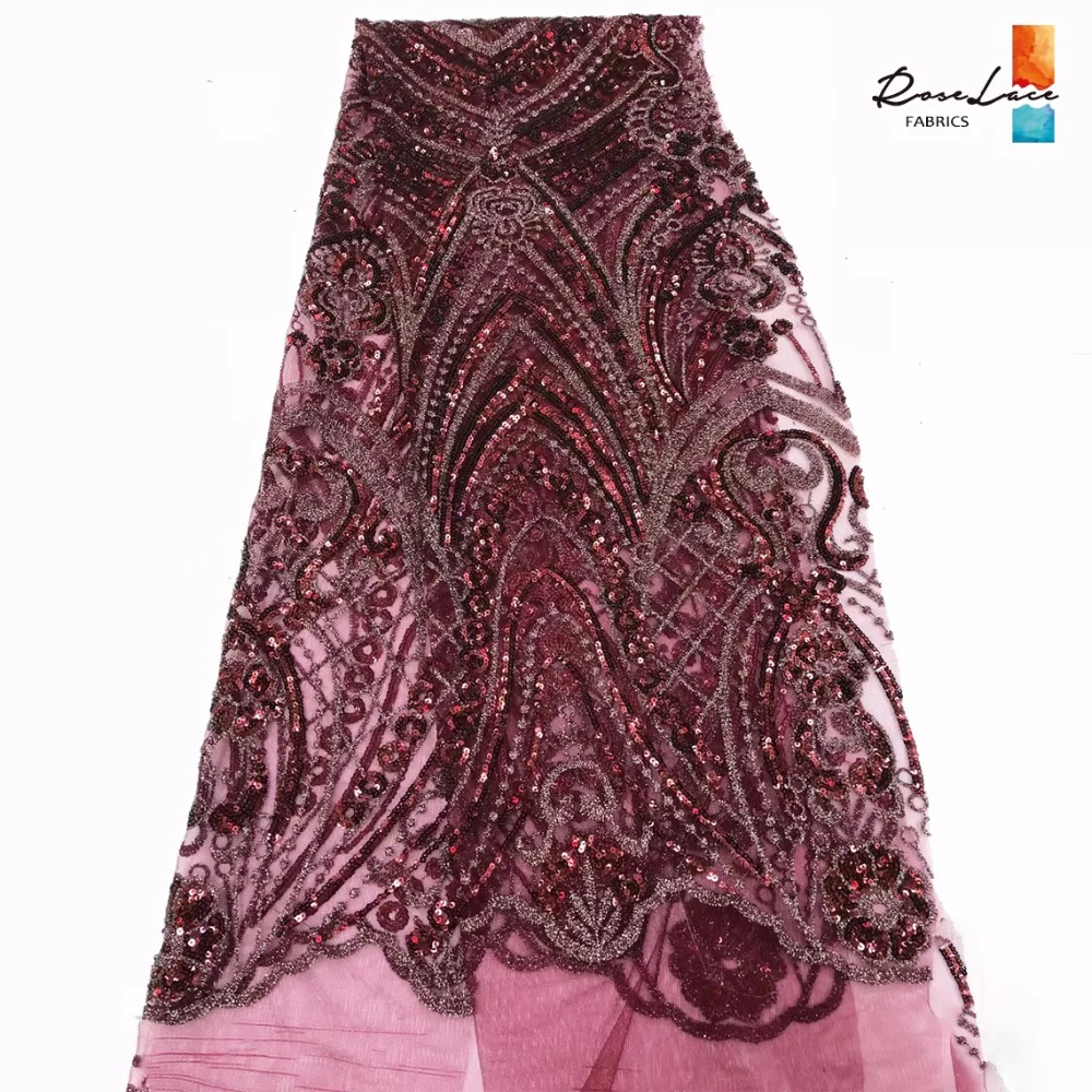 Бордовый тюль с блестками ткани Цвет Вина африканские нигерийские женские свадебные платья швейный Материал классический дизайн сеточка ткань