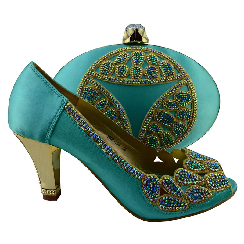 New Fashion Rhinestone Bridal Wedding Evening Shoes And Bag Set