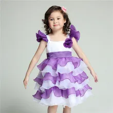 Многослойное, нарядное для девочек в цветочек платье фиолетового цвета для девочек детские свадебные платья принцессы Одежда для маленьких девочек в возрасте 10 лет AKF164052