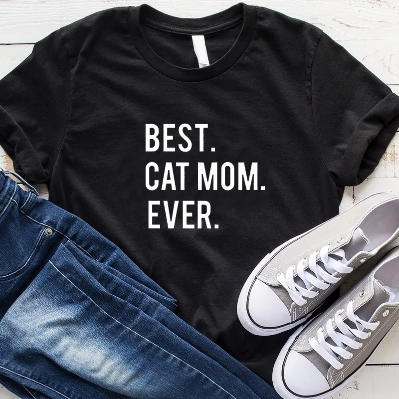 أفضل القط أمي أي وقت مضى إلكتروني طباعة الجرافيك تيز المرأة قصيرة الأكمام الكلب عاشق تي شيرت الشارع الشهير قمم الحيوان أمي الحياة التي شيرت ق...