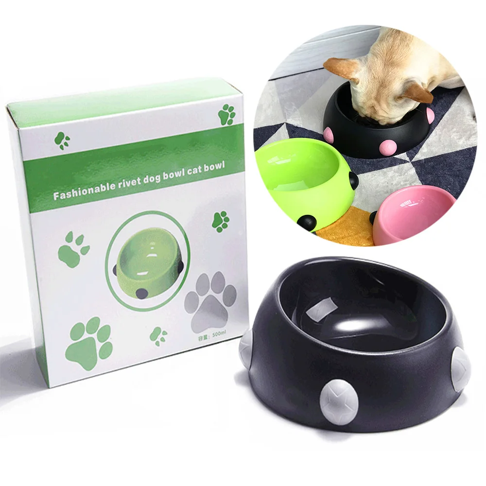 

Rivet Pet Bowl Pug Food Bowls Drinking Water Cup For Bulldog Utensils Small Medium Dog Bowls Suit For French Bulldog