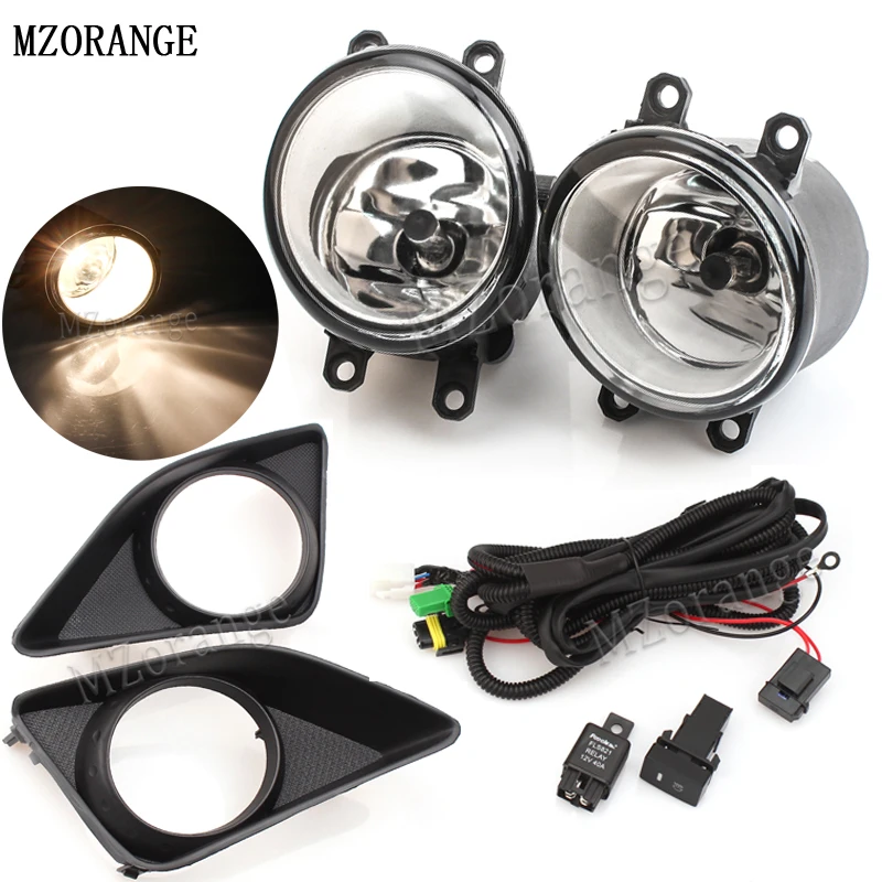 MZORANGE 2Pcs Left/Right Car Front Bumper Fog Light Lamp+Black Grille Covers Switch Halogen Bulbs For Toyota Corolla 2008-2010 MZORANGE 2Pcs Left/Right Car Front Bumper Fog Light Lamp+Black Grille Covers Switch Halogen Bulbs For Toyota Corolla 2008-2010