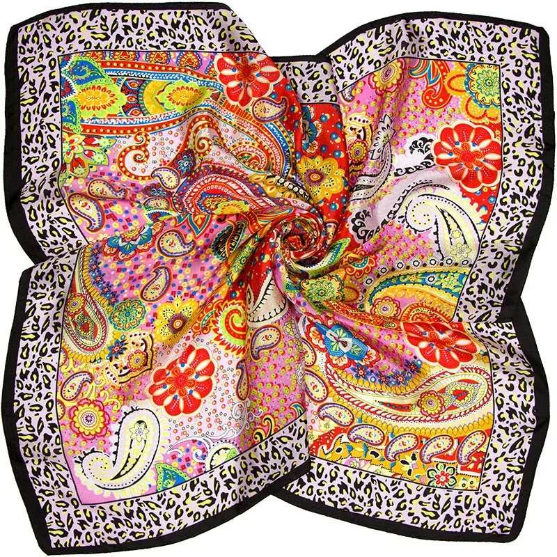 Шелковый шарф женский шарф Пейсли шарф Шелковый бандана популярный хиджаб Топ платок цветок горячий Средний квадратный шелковый шарф женский подарок