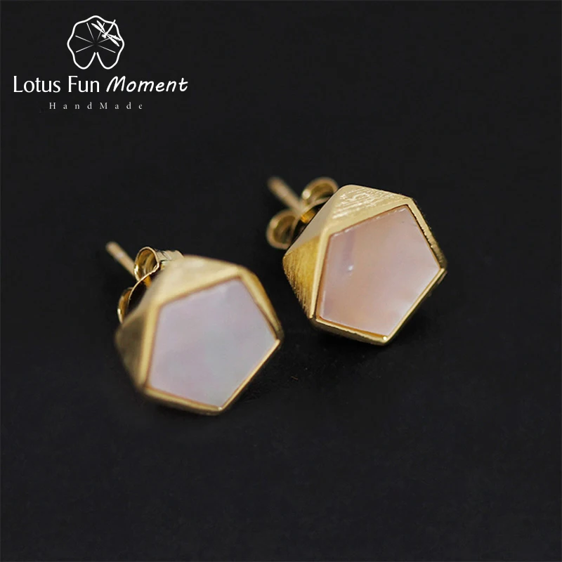 Lotus Fun Moment Real 925 Sterling Silver Creative North European Style Geometric Angles Fashion Jewelry Stud Earrings for Women | Украшения