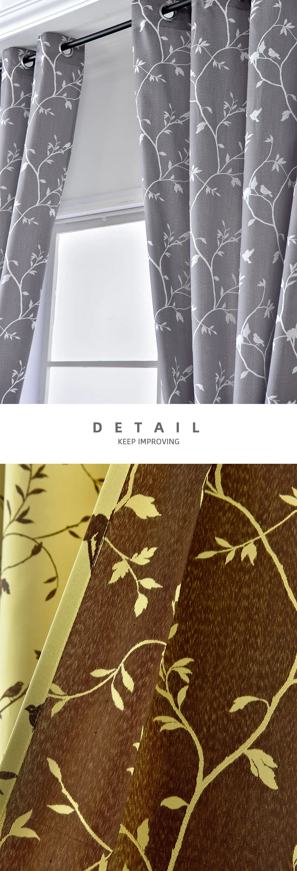 Smt611 NAPEARL 1 Piece Elegant Panel Birds Jacquard Curtains For Living Room Widows Children Drops Modern Pastoral Thread Fabric Decor (3)