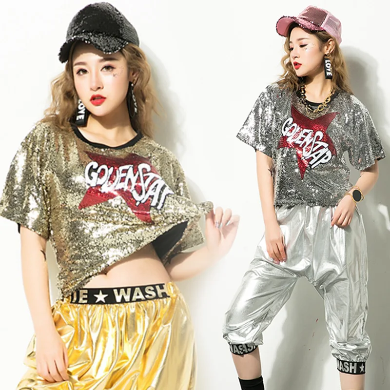 Новые взрослые DS хип хоп костюмы для хопа современный танец блестки женская