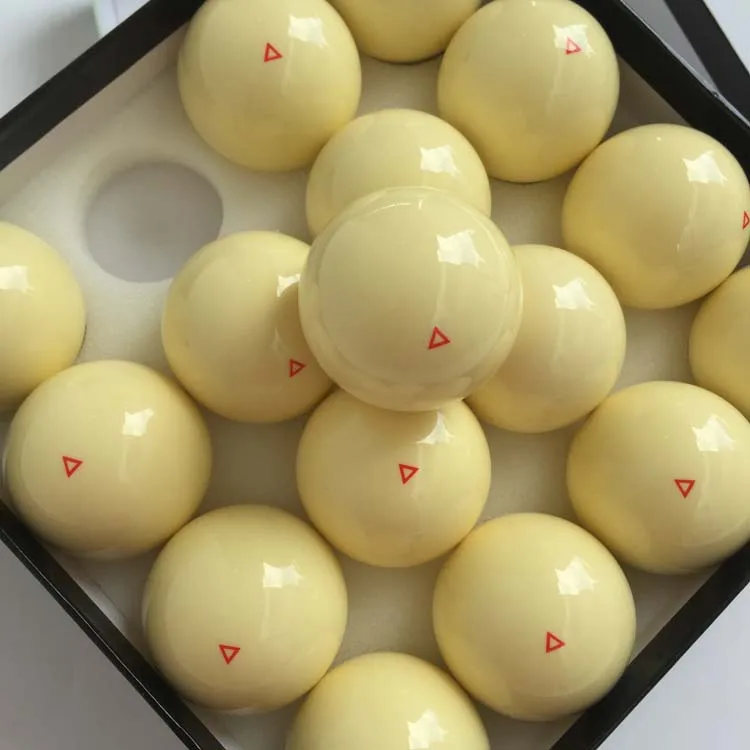 16pcs/set Billiards Pool White Balls Yellow with red triangle 57.25mm/52.5mm Nine-ball White ball Resin Billiard Cue Ball