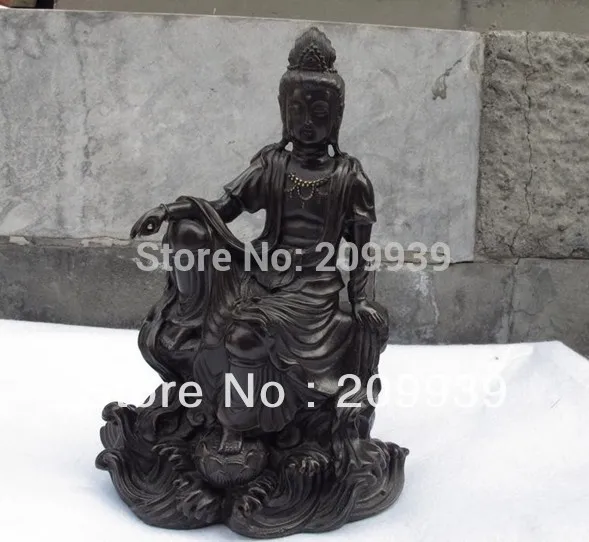

huij 00243 9 Tibetan Fane Bronze Sit Kwan-Yin Guan Yin Bodhisattva Buddha Statue