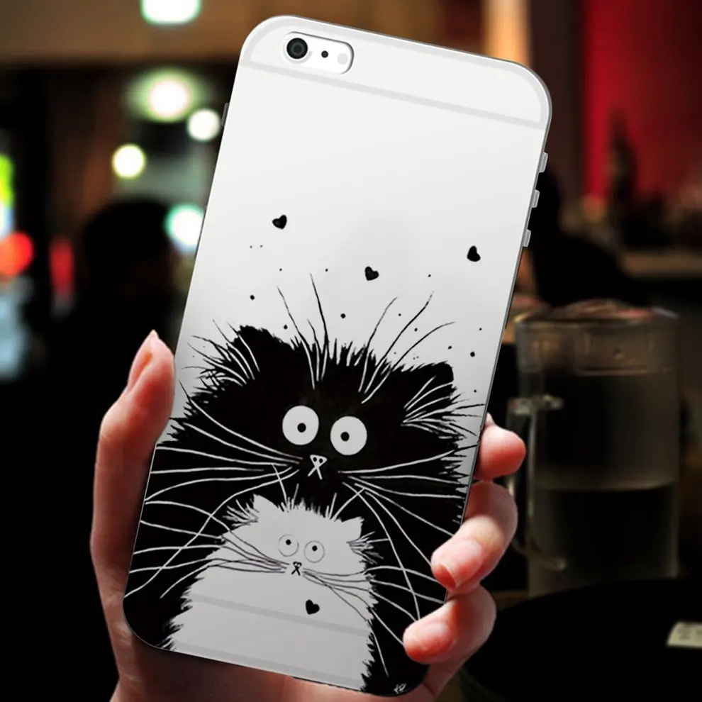 

2 Pcs Soft Shell TPU Mobile Phone Case Color Printing Cell Phone Case Simple Black And White Pattern Cover For iPhone 6/6s