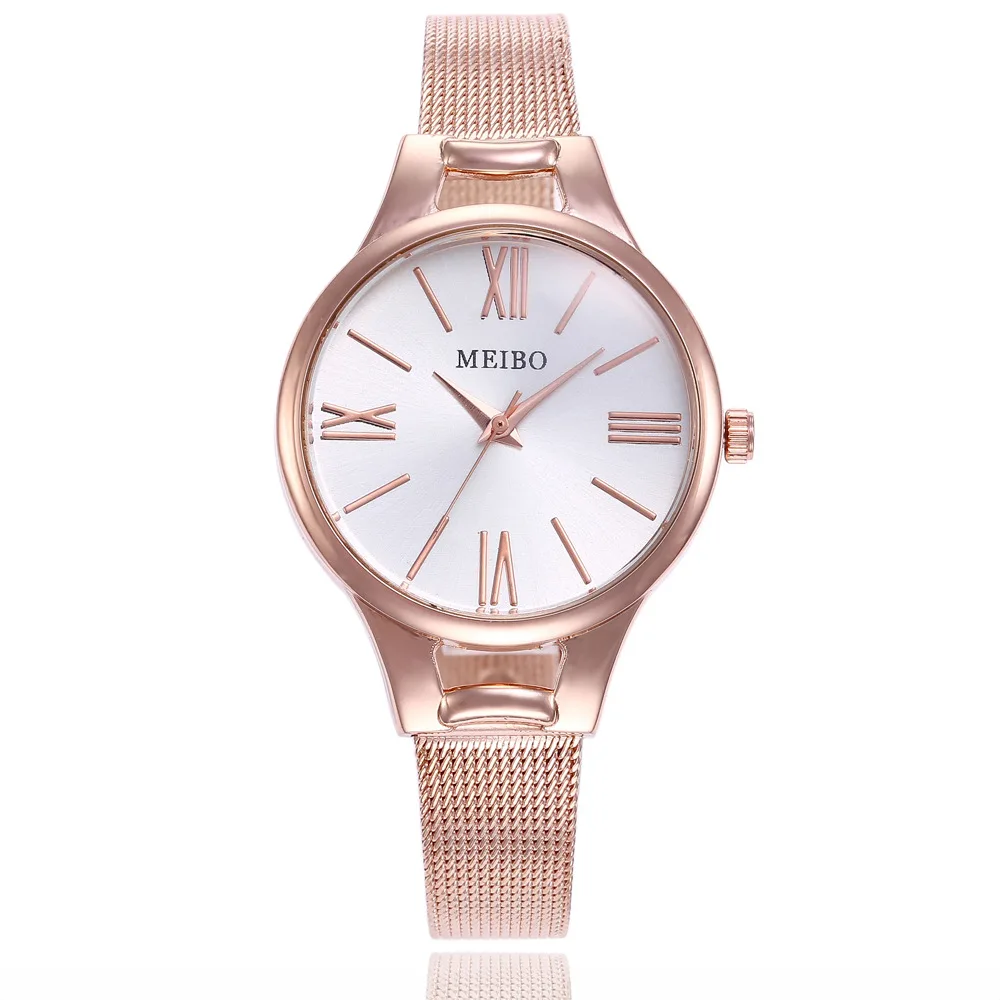 Топ Бренд браслет часы для женщин Роскошные розовое золото нержавеющая сталь наручные кварцевые женские часы подарок Прямая поставка