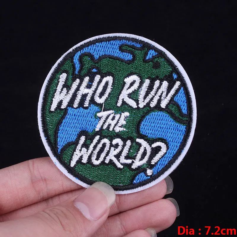 

Pulaqi Who Run The World Embroidered Patches For Clothing Iron On Patches F