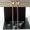 Caja colgante de mariposa esmerilada para mujer, pendientes de borla con cadena, aretes de acero de titanio, color rosa dorado, moda nueva ► Foto 2/6