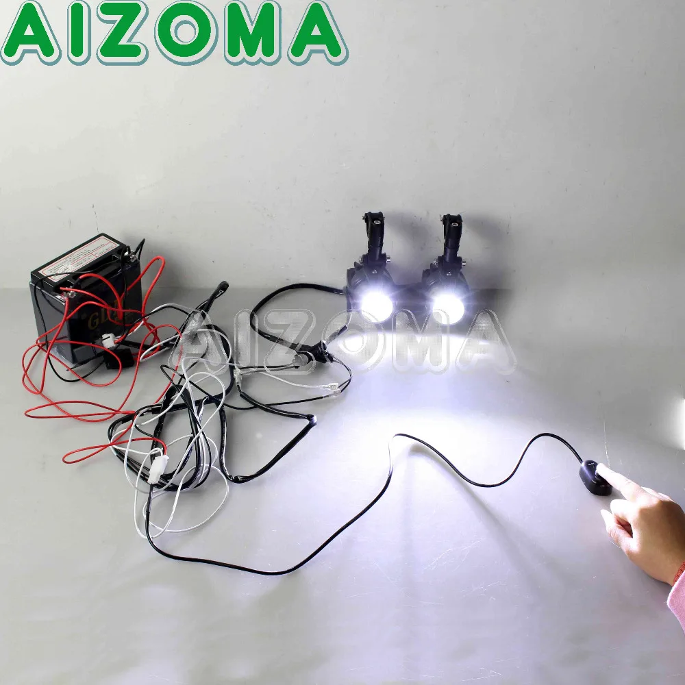 Motorcycle Led Spotlight W Grill Guard Fog Light Wiring Harness Kit Universal Street Rod Wiring Harness Spotlight Universal Wiring Harness