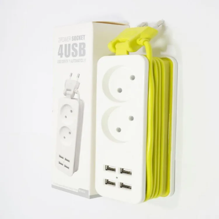 

Oubiaode socket wiring board travel abroad portable round plug headband more 4USB interface charging plant