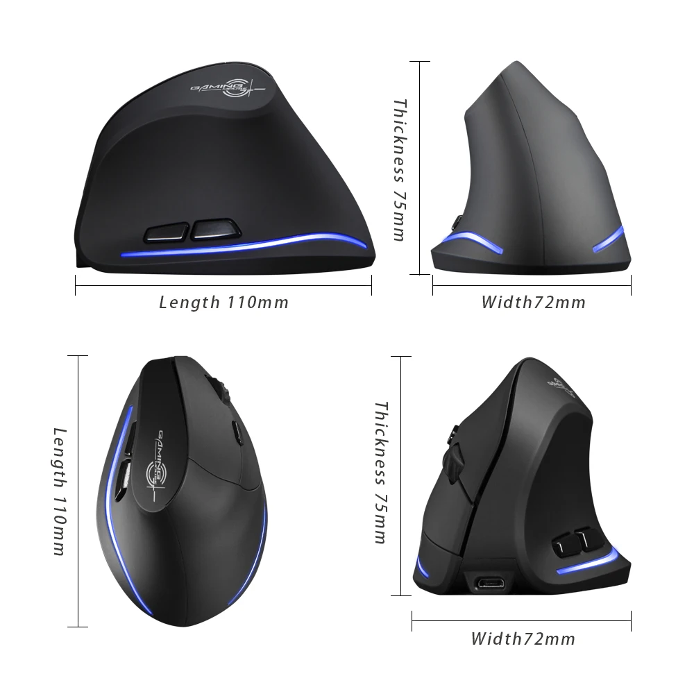 F-35 Mouse Wireless Vertical Mouse Ergonomic Rechargeable 2400 DPI Optional Portable Gaming Mouse for Mac Laptop PC Computer wireless mouse