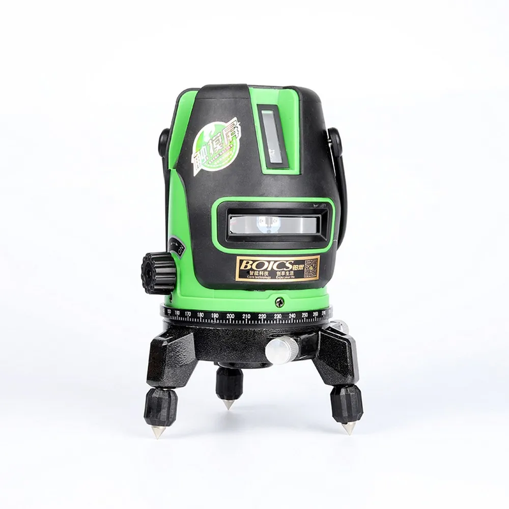 5 линий зеленый лазерный уровень Мощный лазерный луч 3 линии 2 линии автоматический самонивелирующийся 360 горизонтальный и вертикальный перекрестный лазер - Color: 3 lines UK Plug